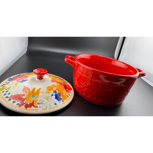 The Pioneer Woman 2.5 Qt Stoneware Casserole Dish w/ Lid Fiona Pattern Red - Picture 8 of 12